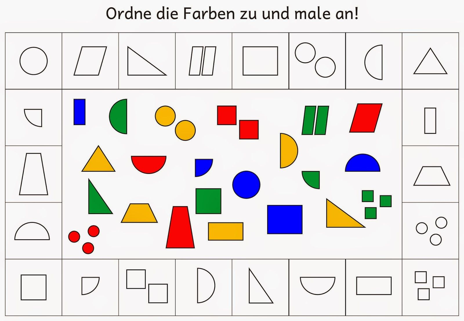 Farben Zuordnen Und Anmalen (1) (Mit Bildern) | Kindergarten innen Formen Im Kindergarten Arbeitsblätter