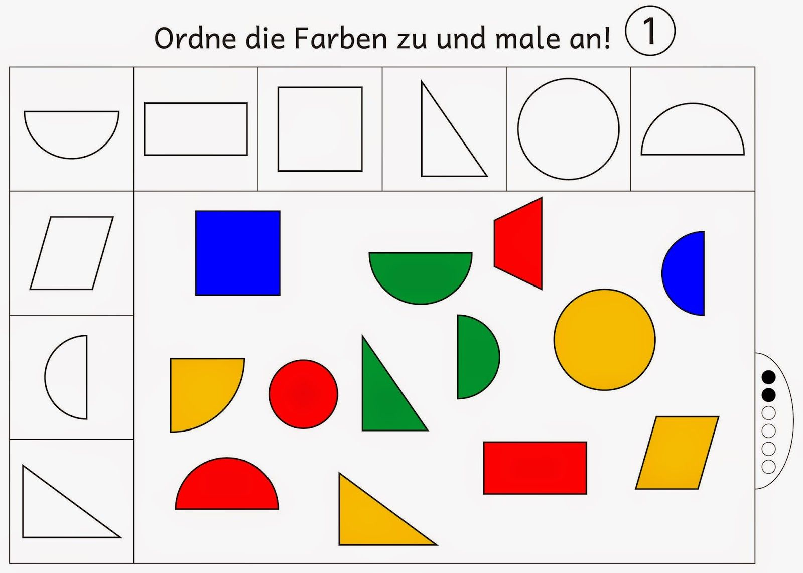 Farben Zuordnen Und Anmalen Level 2 (Mit Bildern mit Formen Im Kindergarten Arbeitsblätter