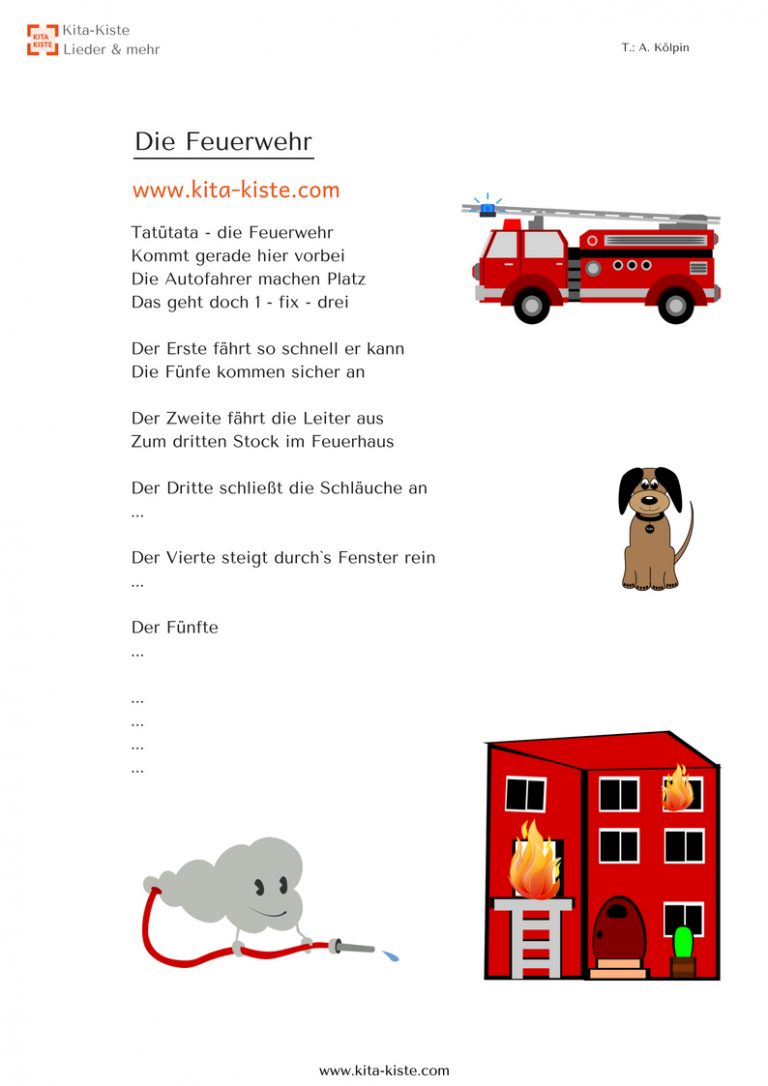 Feuerwehr - Fingerspiel Für #krippe Und #kindergarten - Aus verwandt