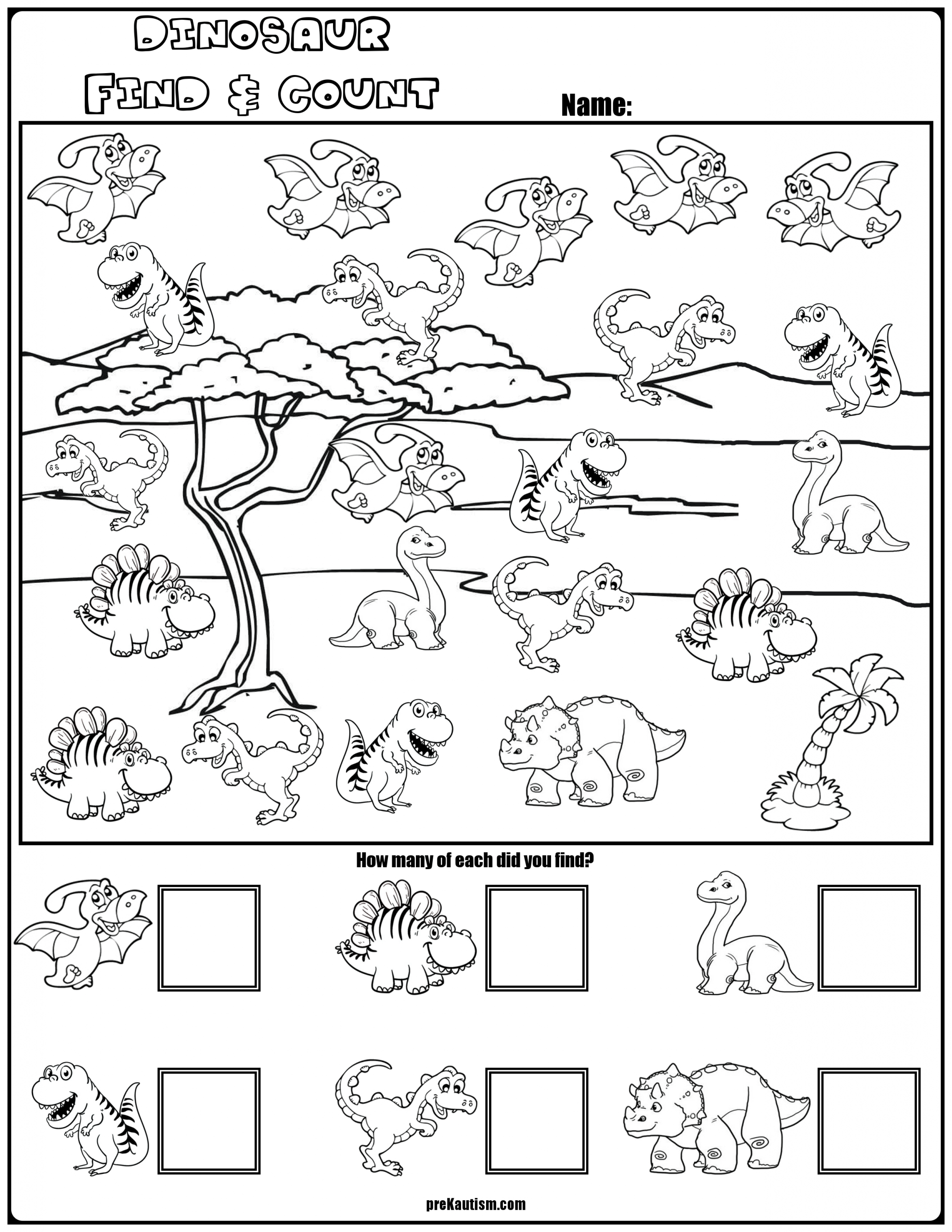 Find &amp; Count Dinosaur Characters (Con Imágenes für Dinosaurier Grundschule Arbeitsblätter