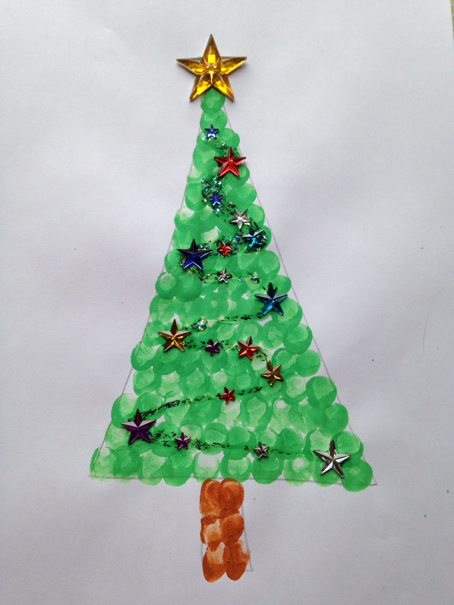 Fingerabdruck Tannenbaum | Weihnachtskarten Basteln innen Weihnachtsbasteln Mit Kleinkindern Vorlagen