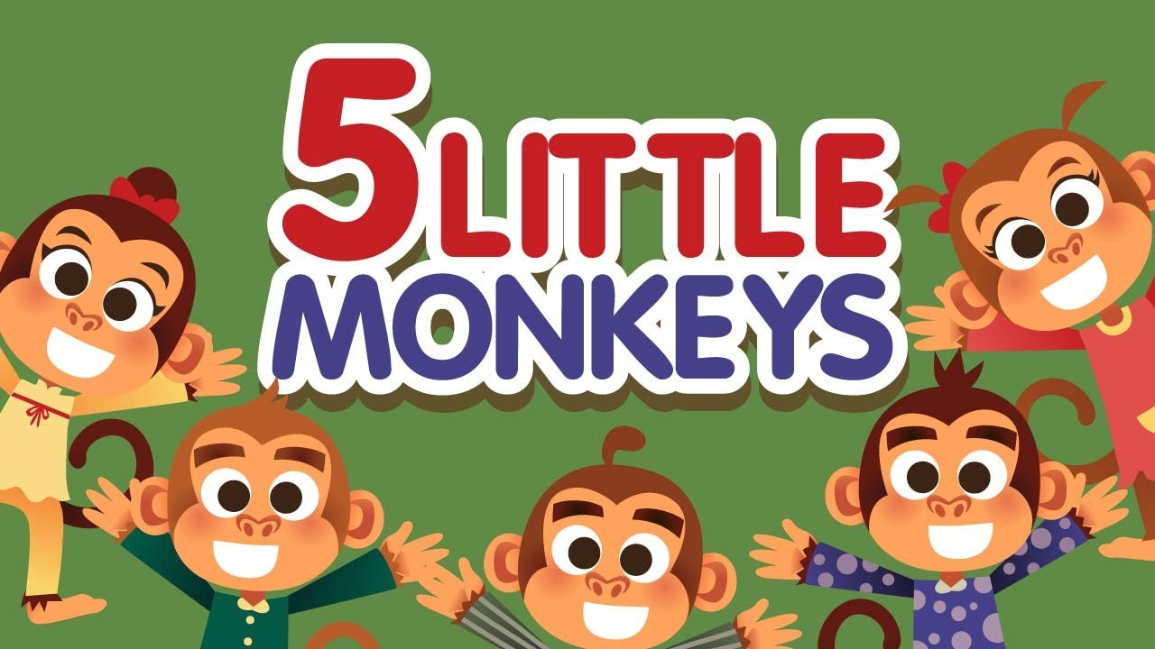 Five Little Monkeys Jumping On The Bed • Nursery Rhymes Song With Lyrics •  Cartoon Kids Songs mit Five Little Monkeys Jumping On The Bed Song