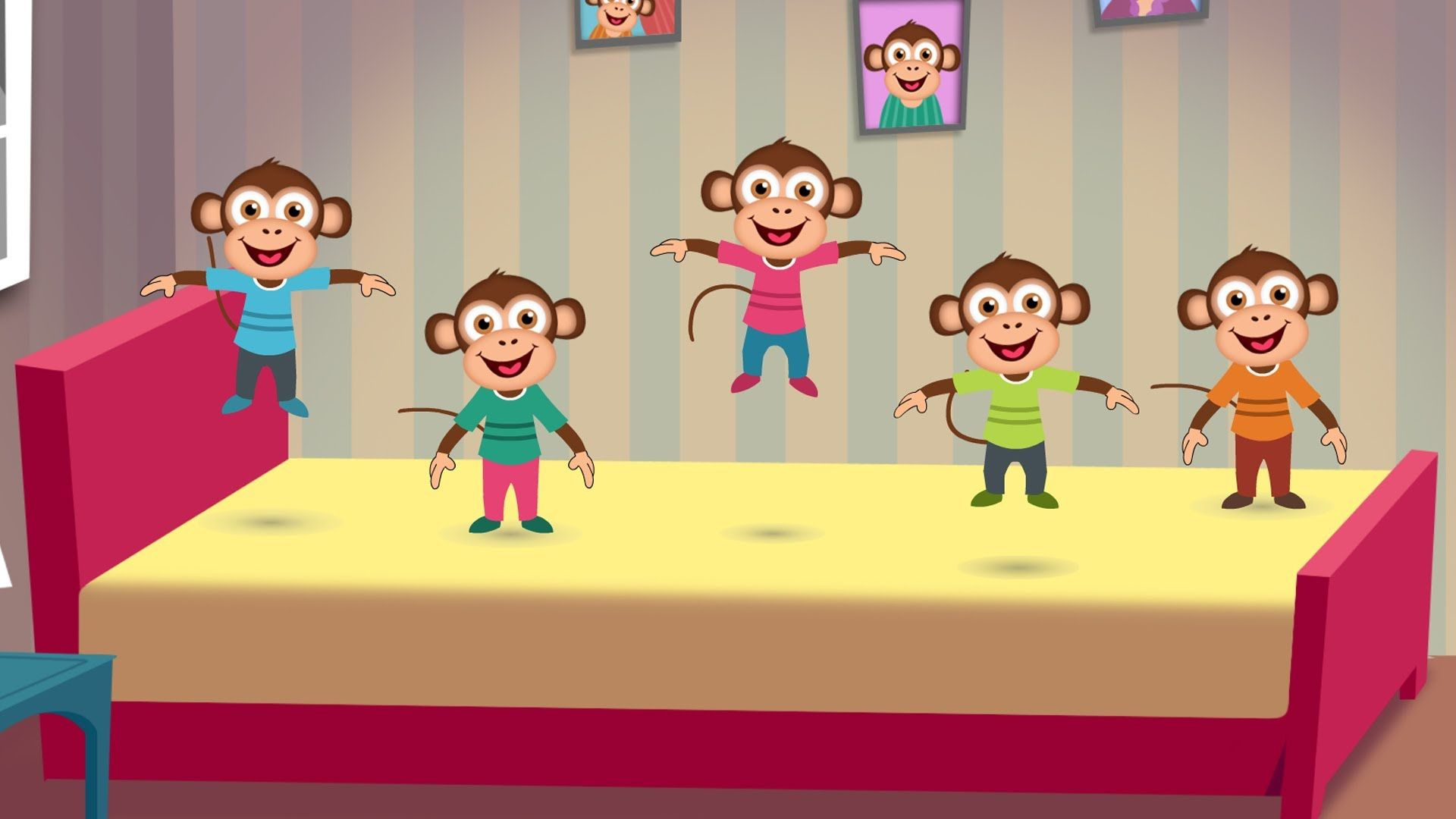 Five Little Monkeys Jumping On The Bed Nursery Rhyme in Five Little Monkeys Jumping On The Bed Song