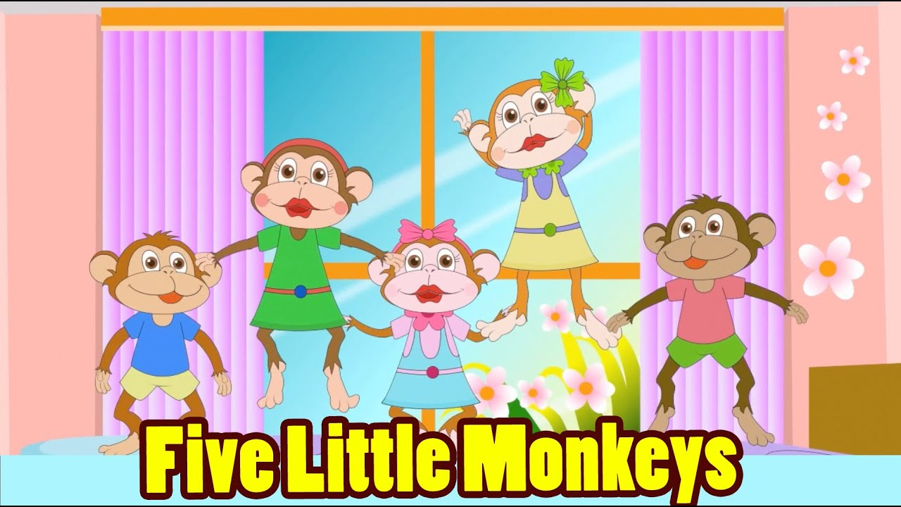 Five Little Monkeys Jumping On The Bed With Lyrics - Kids Songs Nursery  Rhymes By Eflashapps innen Five Little Monkeys Jumping On The Bed Song