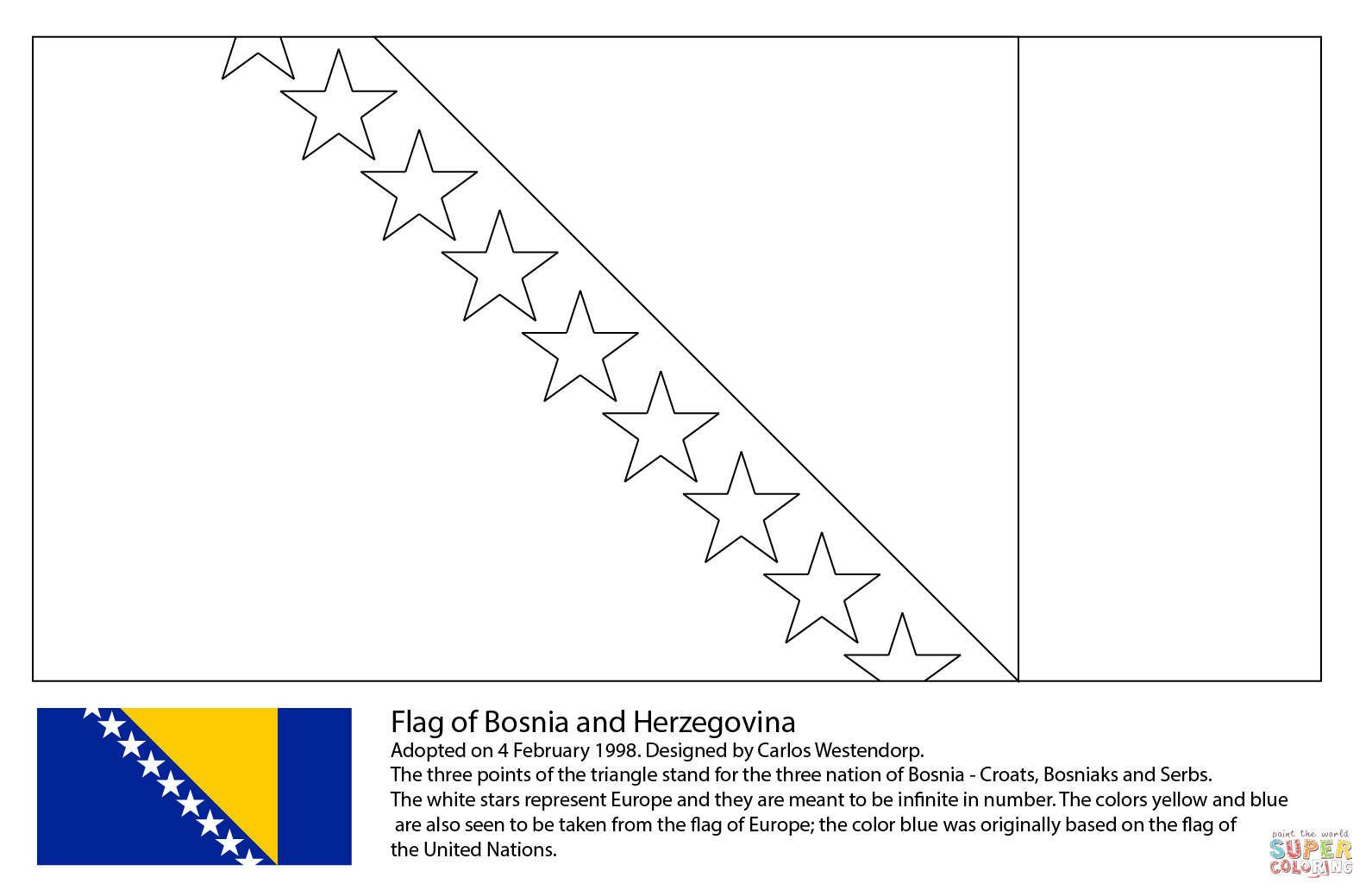 Flag Of Bosnia And Herzegovina Coloring Page | Free über Flagge Bosnien Herzegowina Ausmalen
