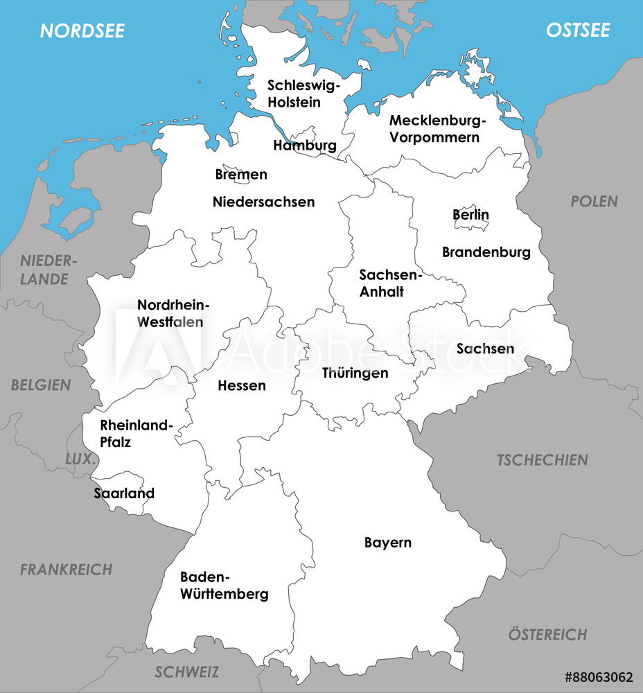Fototapeten Deutschland Karte Und Bundesländer Landkarte bestimmt für Landkarte Von Deutschland Mit Bundesländern