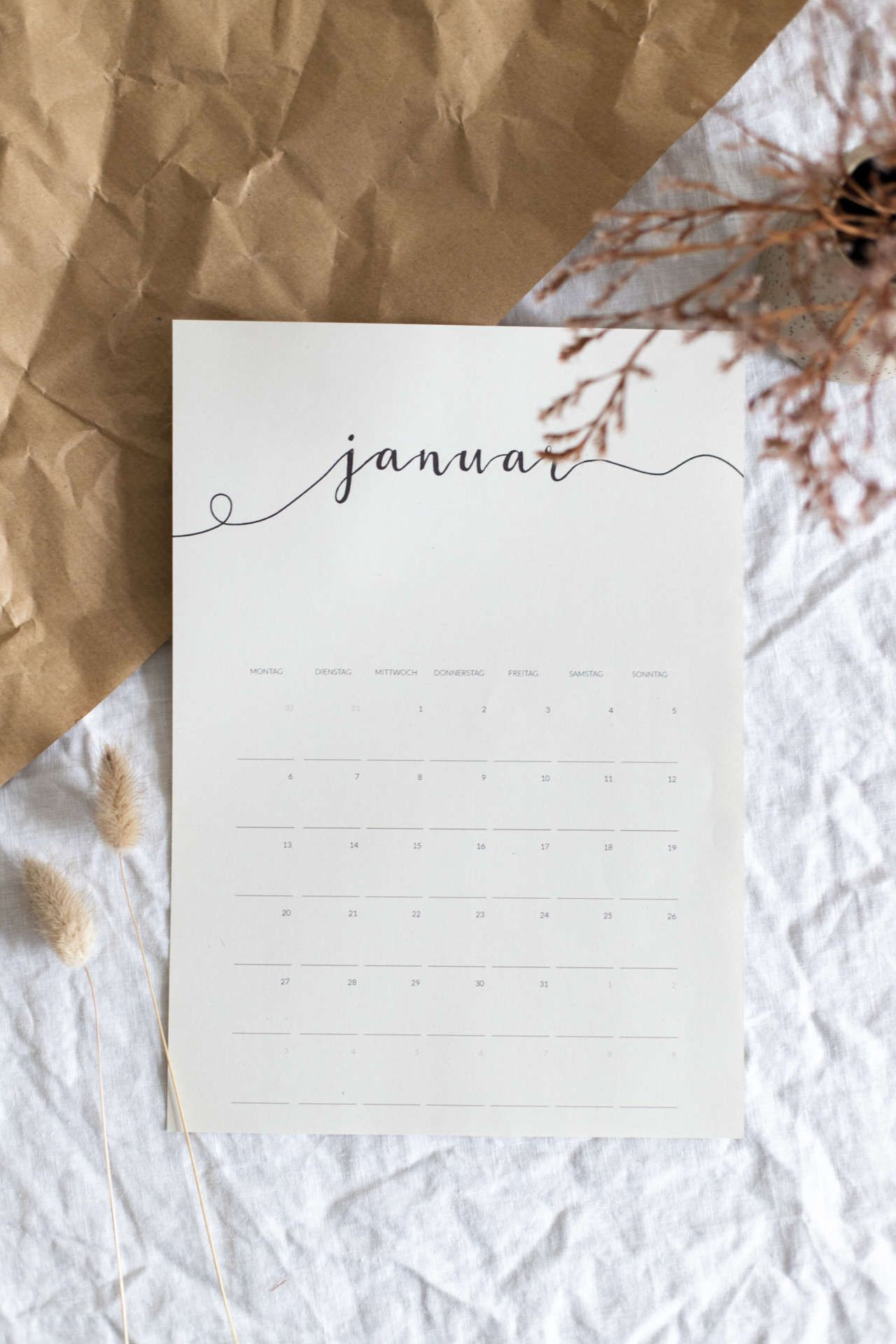 Freebie: Minimalistischer Kalender 2020 (Mit Bildern über Fotokalender Selbst Gestalten Kostenlos