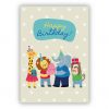 Fröhliche Geburtstagskarte Mit Süßen Zoo Tieren Nicht Nur Für Kinder: Happy  Birthday ganzes Geburtstagskarten Kinder