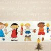 Fröhliche Grußkarte Mit Kindern Verschiedener Länder für Weihnachtskarte Für Kinder
