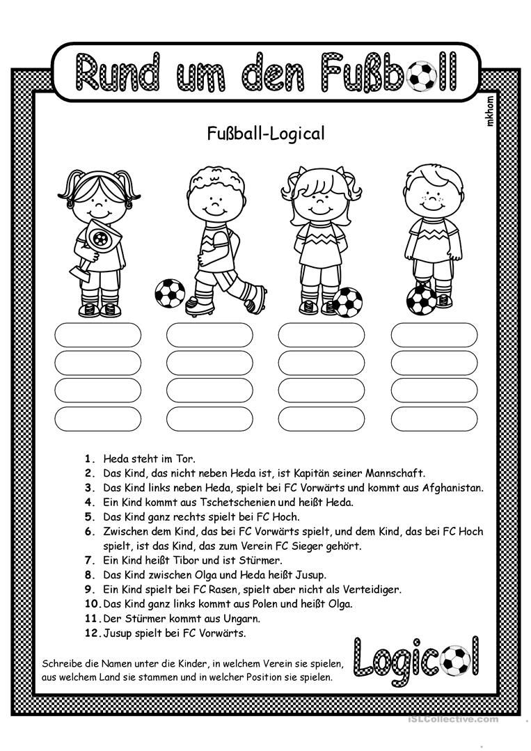 Fußball _ Logical 4 (Mit Bildern) | Genaues Lesen, Lesen für Logicals 3 Klasse Zum Ausdrucken