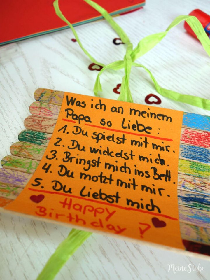 Geburtstagsgeschenk Basteln Mit Kids - Happy Birthday Papa innen Geburtstagsgeschenk Basteln Mit Kindern
