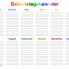 Geburtstagskalender In Excel Zum Ausdrucken (10 Varianten) verwandt mit Geburtstagskalender Vorlage