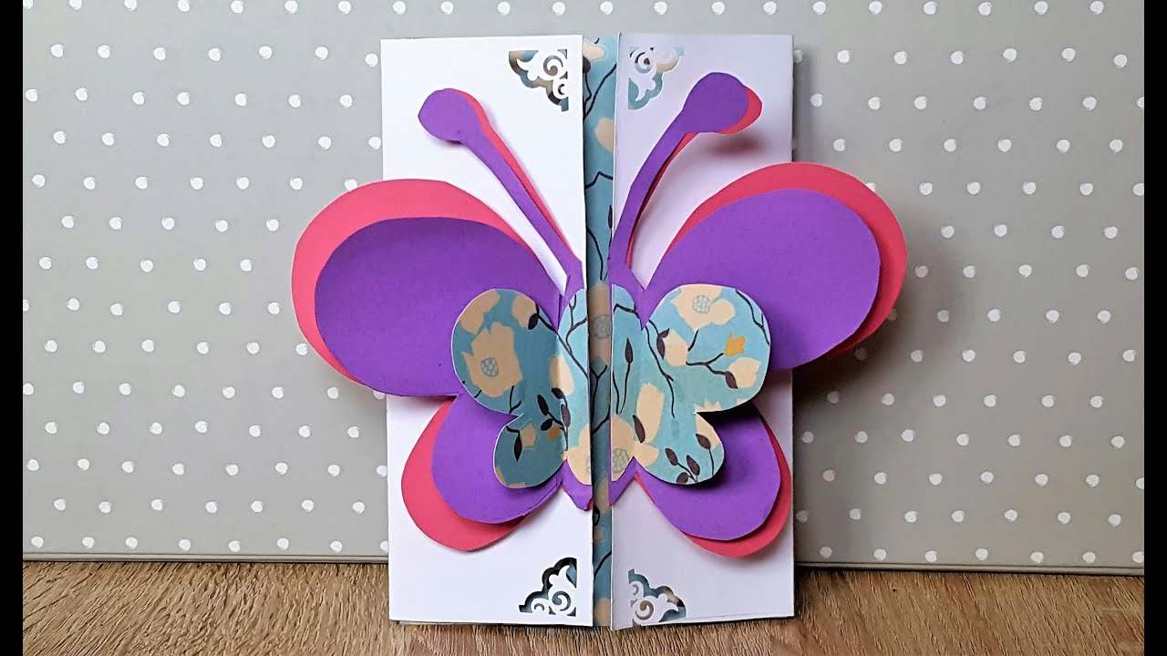 Geburtstagskarte Mit Schmetterling Basteln /how To Make A Birthday Card  With A Butterfly On Top für Geburtstagskarte 1 Geburtstag Basteln