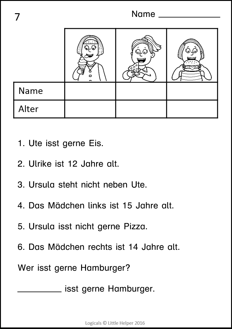 German Logic Puzzles (Mit Bildern) | Abc Lernen, Logik bei Logicals 3 Klasse Zum Ausdrucken