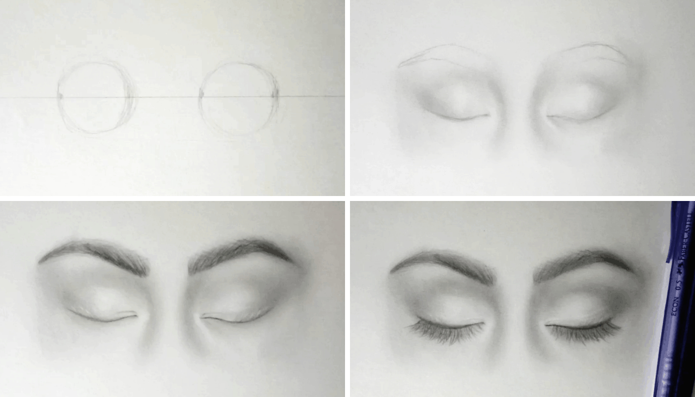 Geschlossene Augen Zeichnen - Anleitung In 8 Schritten Inkl in Augen Zeichnen Lernen Schritt Für Schritt