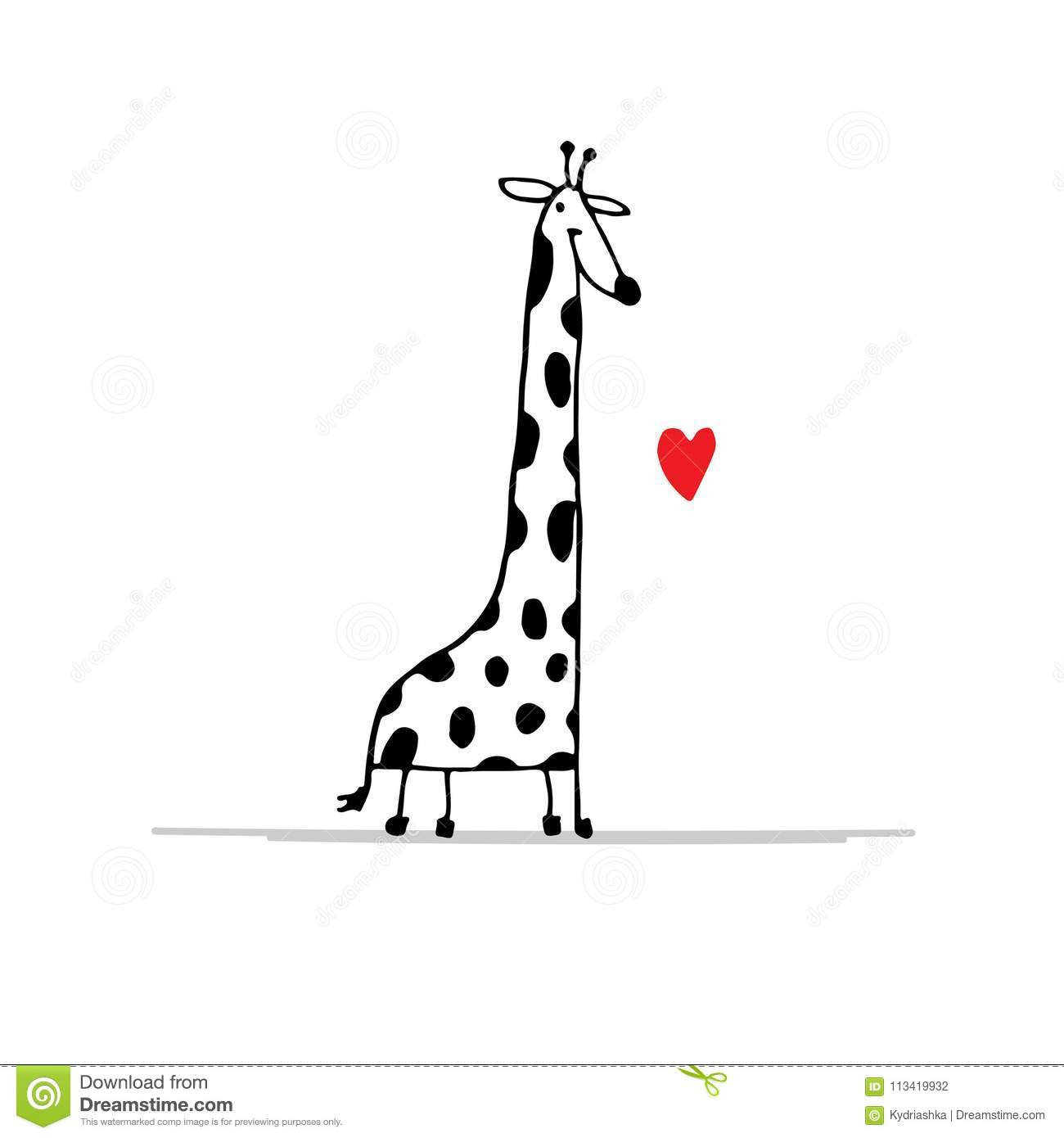 Giraffe In Der Liebe, Lustige Skizze Für Ihr Design Vektor bei Lustige Bilder Liebe