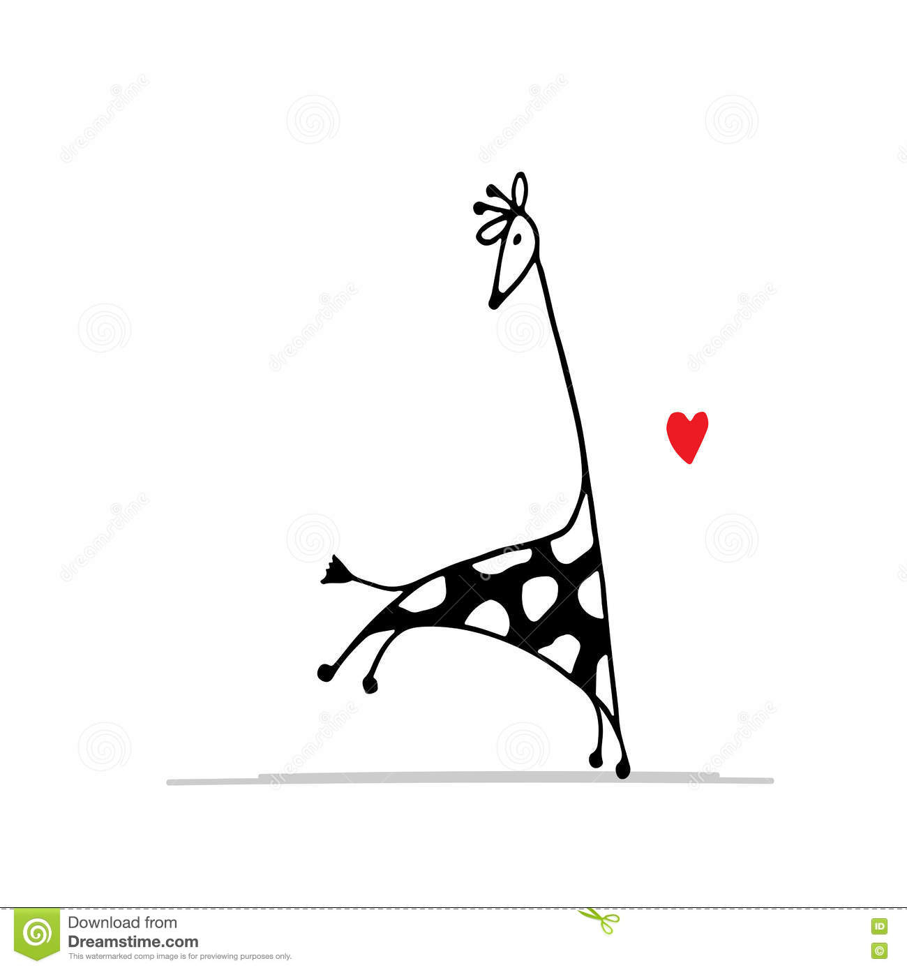 Giraffe In Der Liebe, Lustige Skizze Für Ihr Design Vektor bestimmt für Lustige Bilder Liebe