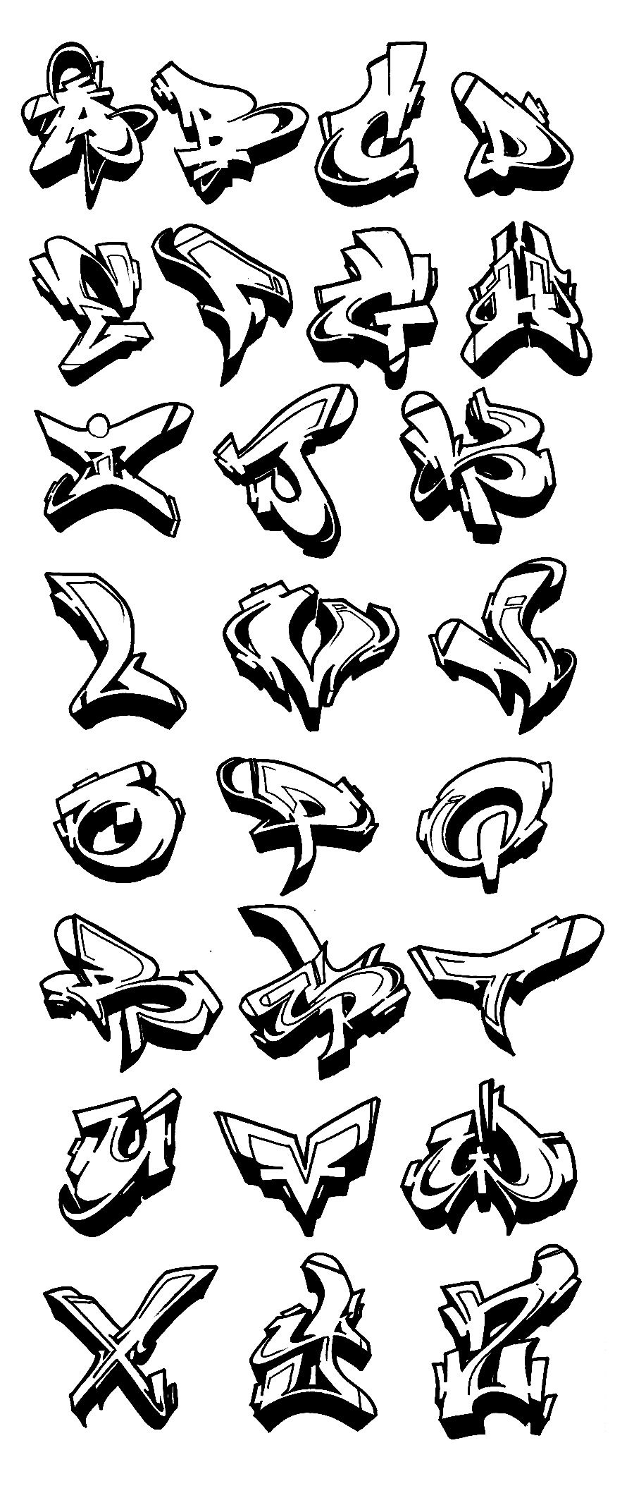 Graffiti Alphabet Wildstyle A Z 3D Graffiti Collection in Graffiti Schrift Buchstaben Az