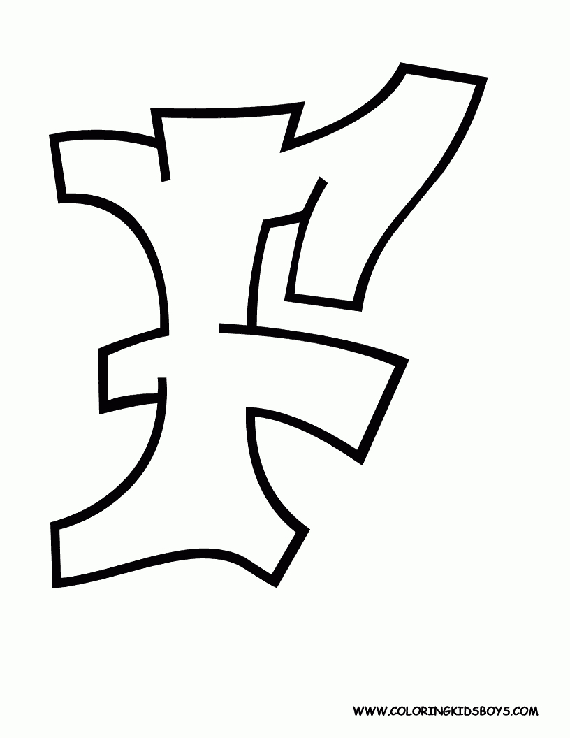 Graffiti Letter F At Coloring-Pages-Book-For-Kids-Boys für Graffiti Buchstabe F