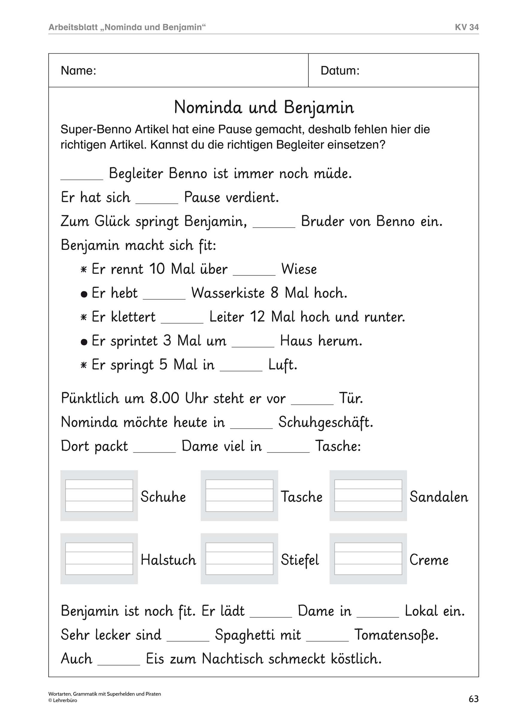 Grundschule Unterrichtsmaterial Deutsch Grammatik über Übungsaufgaben 3 Klasse Deutsch