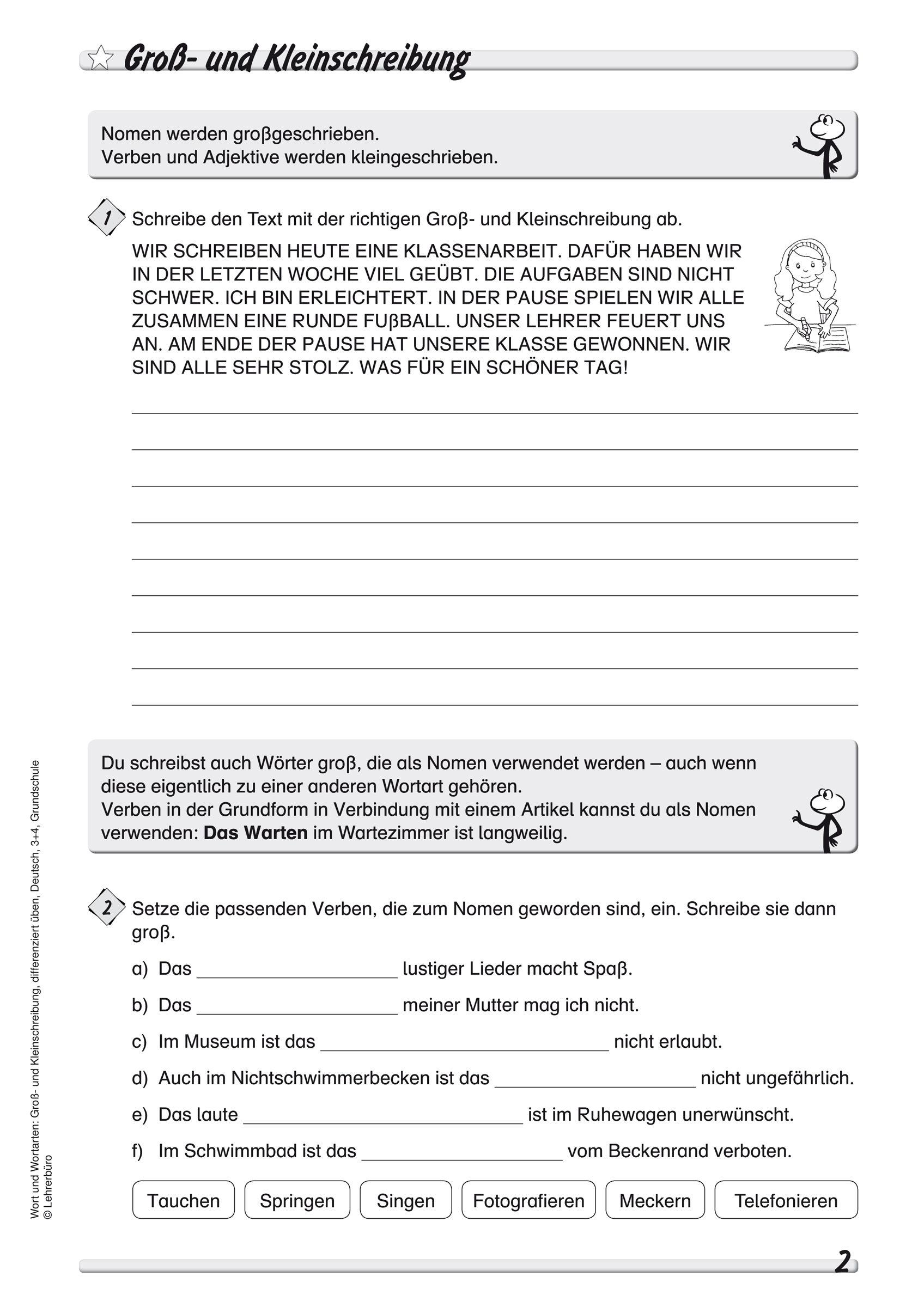 Grundschule Unterrichtsmaterial Deutsch Grammatik Wort Und für Text Groß Und Kleinschreibung 3 Klasse