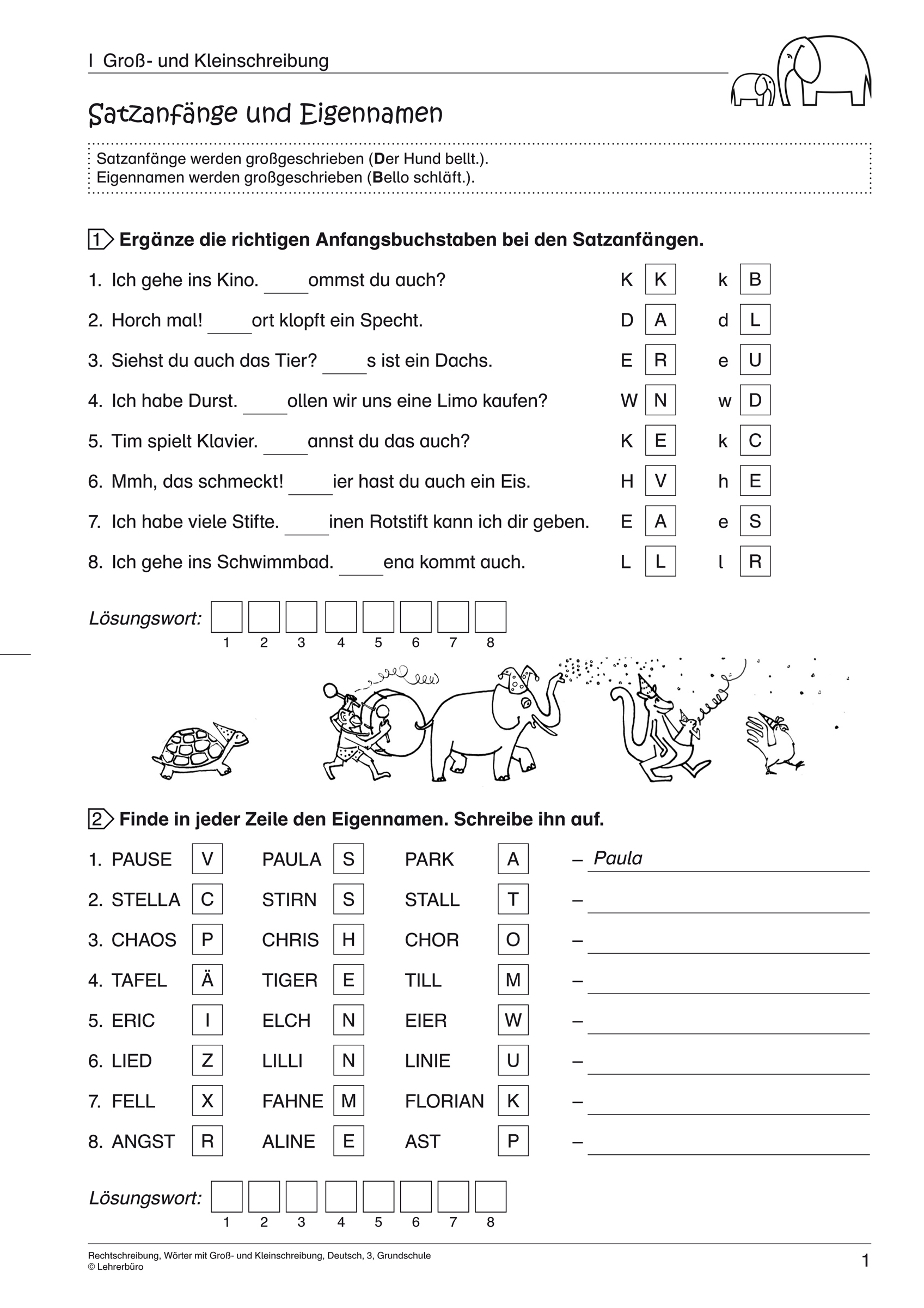 Grundschule Unterrichtsmaterial Deutsch Rechtschreibung ganzes Übungstext Groß Und Kleinschreibung 3 Klasse