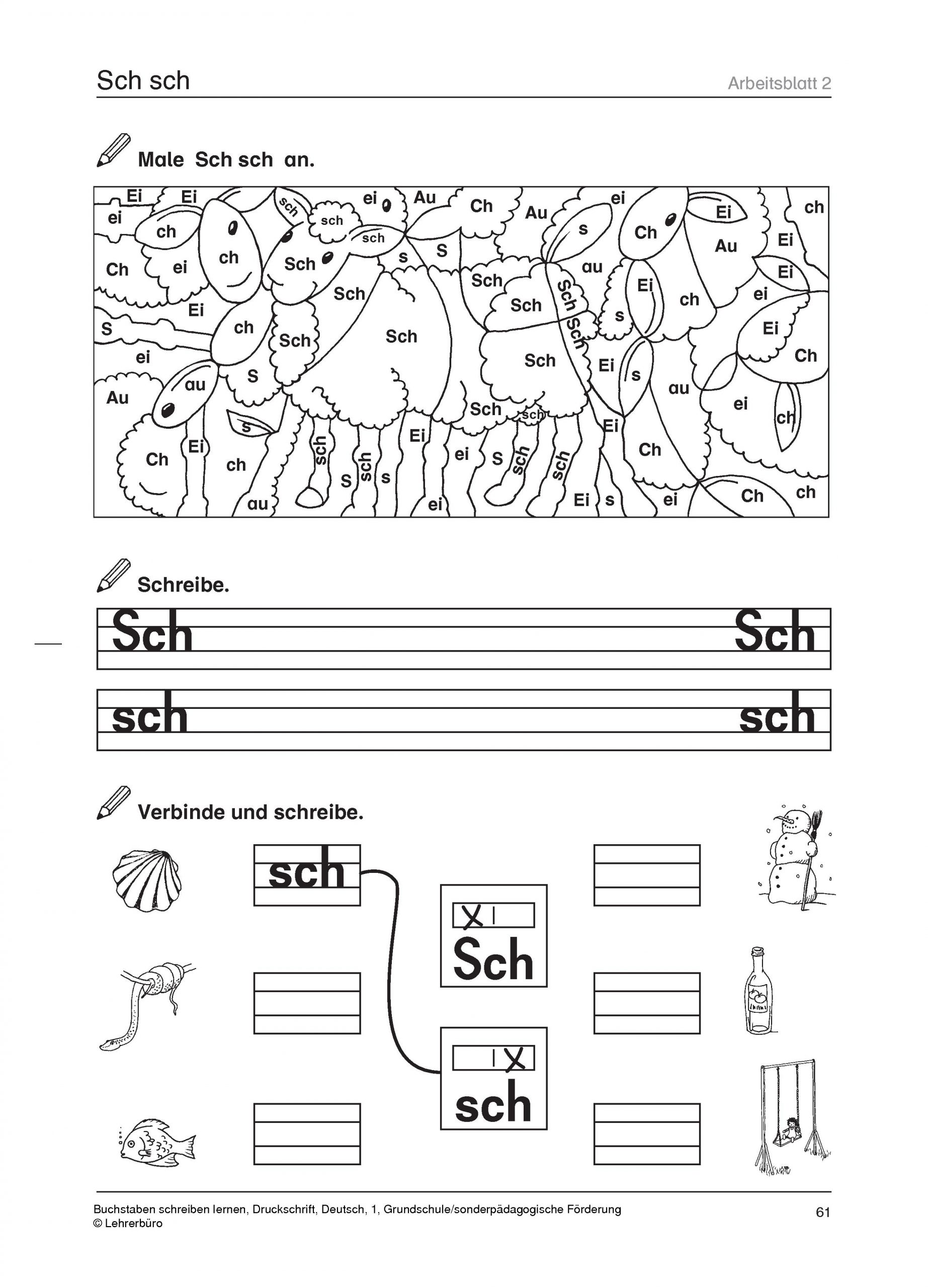 Grundschule Unterrichtsmaterial Deutsch Schriftsprache innen Druckschrift Arbeitsblätter