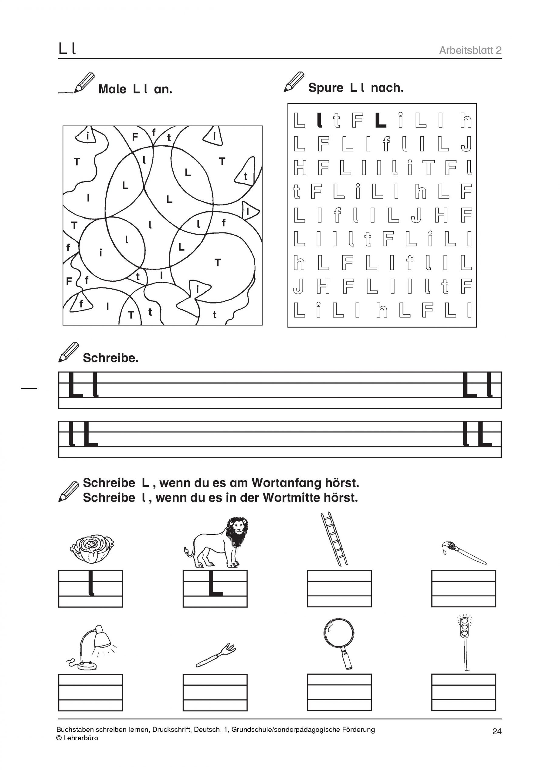 Grundschule Unterrichtsmaterial Deutsch Schriftsprache verwandt mit Druckschrift Arbeitsblätter