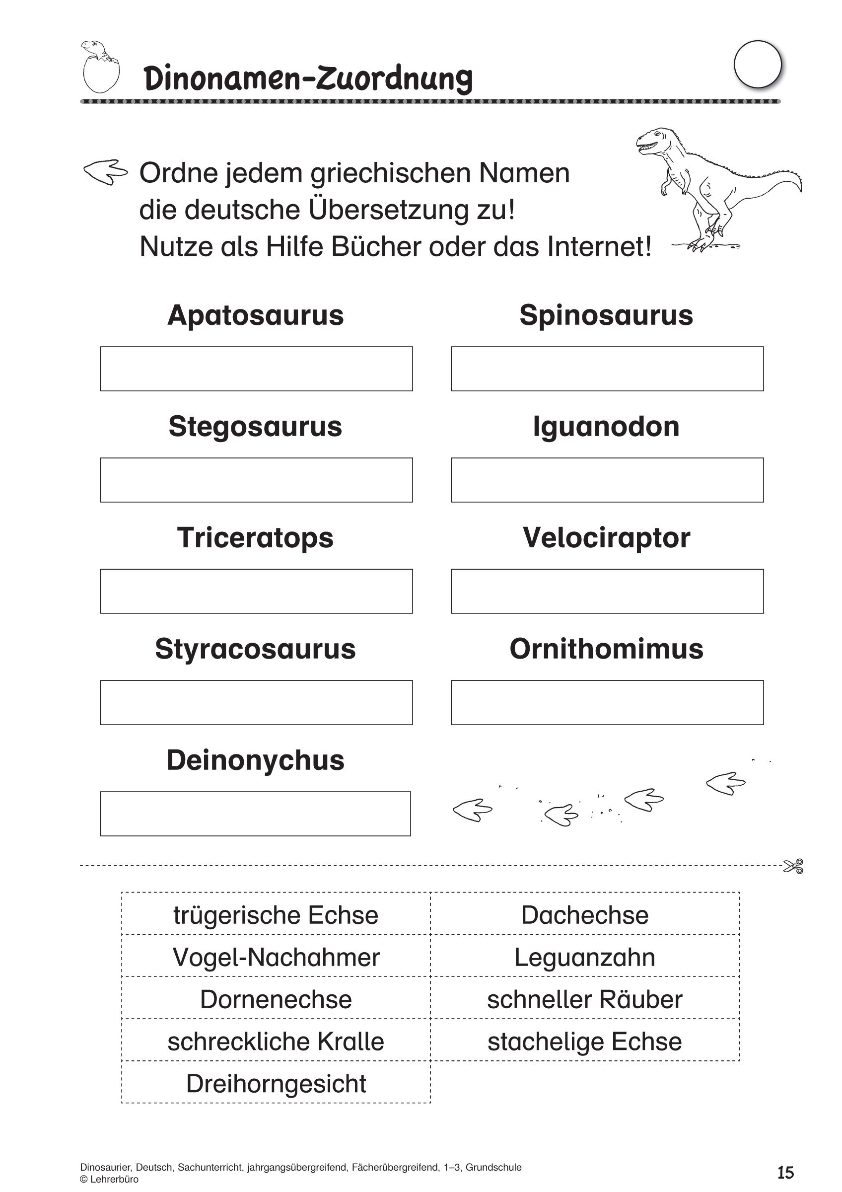 Grundschule Unterrichtsmaterial Fächerübergreifend mit Dinosaurier Grundschule Arbeitsblätter