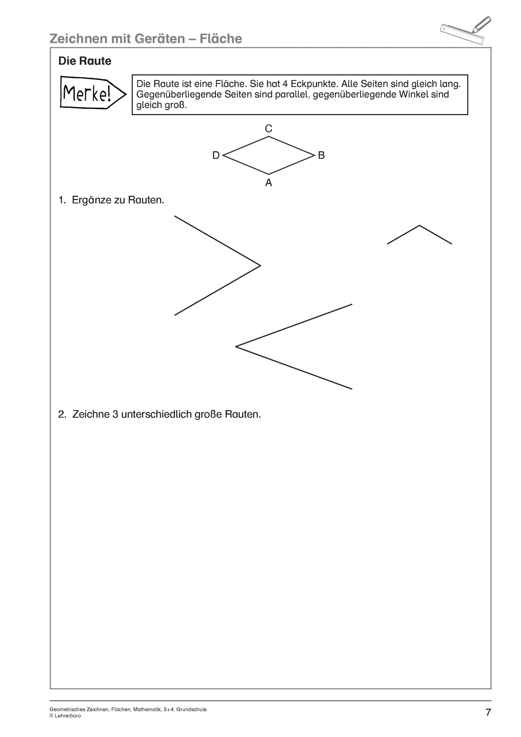 Grundschule Unterrichtsmaterial Mathematik Geometrie für Geometrisches Zeichnen Vorlagen