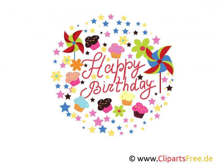 Happy Birthday Clipart, Grafik, E-Karte, Bild Kostenlos mit Bilder Happy Birthday Kostenlos