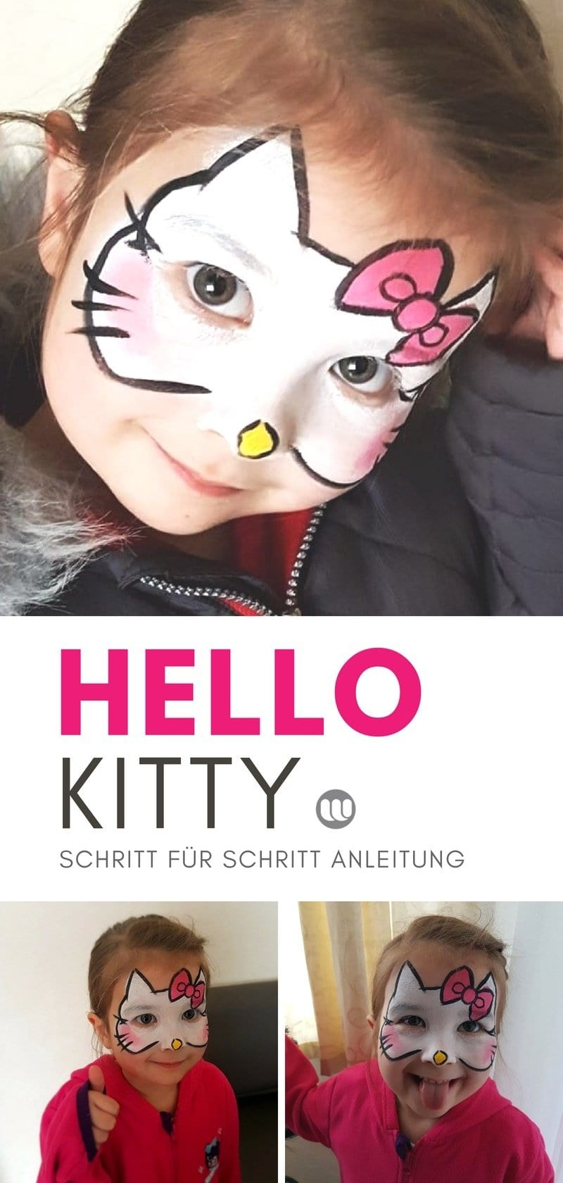 Hello Kitty Katzengesicht Schminken | Vorlage Und Anleitung über Kinderschminken Schritt Für Schritt Anleitung