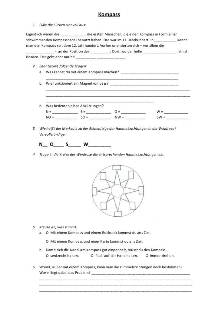Himmelsrichtungen Grundschule Sachunterricht bestimmt für Himmelsrichtungen Bestimmen Grundschule