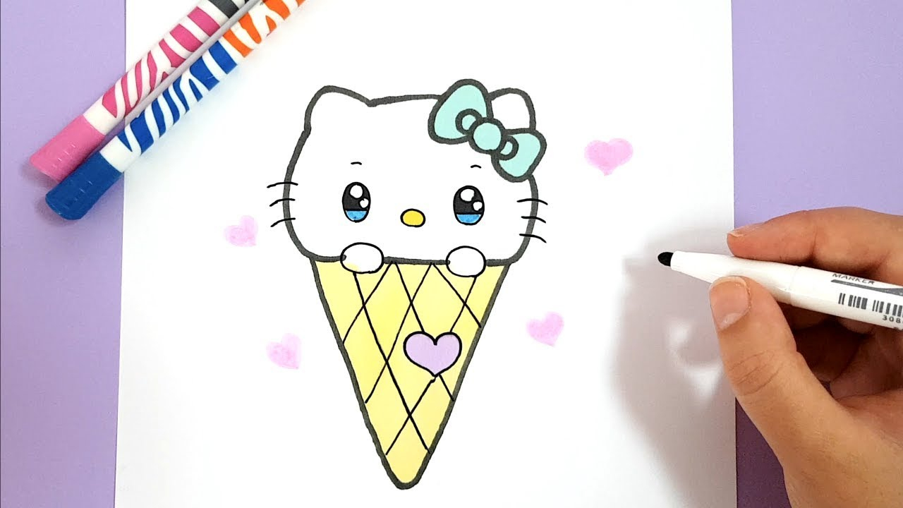 How To Draw A Cute Hello Kitty Ice Cream bei Hello Kitty Zeichnen