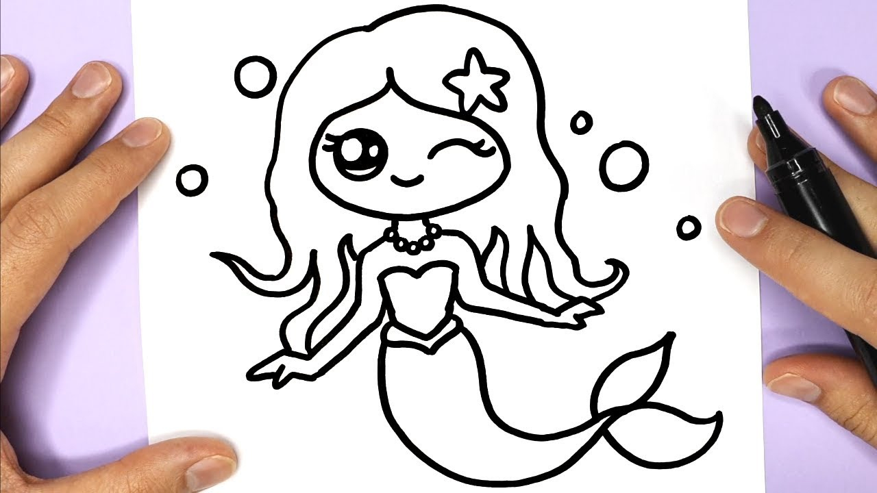 How To Draw A Mermaid Cute And Easy - So Cute Drawing bestimmt für Meerjungfrau Malen
