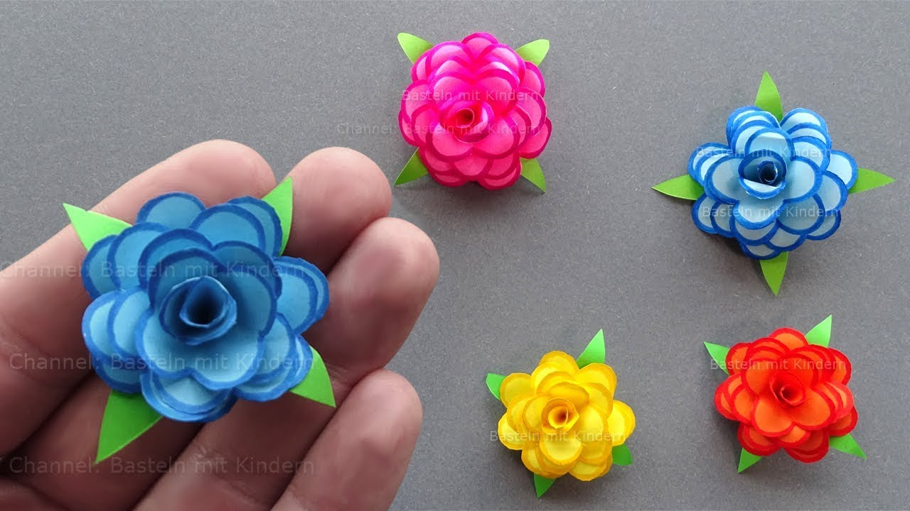 How To Make A Tiny Paper Rose Using Origami Paper 🌸 Diy Paper Flower über Geburtstagsgeschenk Basteln Mit Kindern