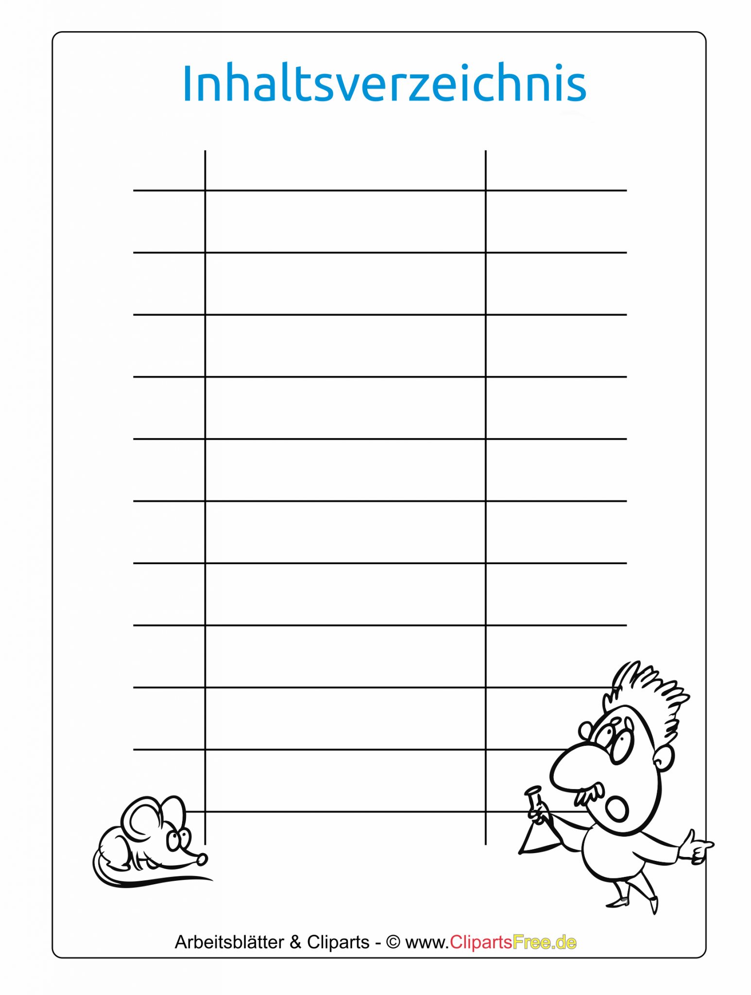 Inhaltsverzeichnis Muster Zum Ausdrucken bestimmt für
