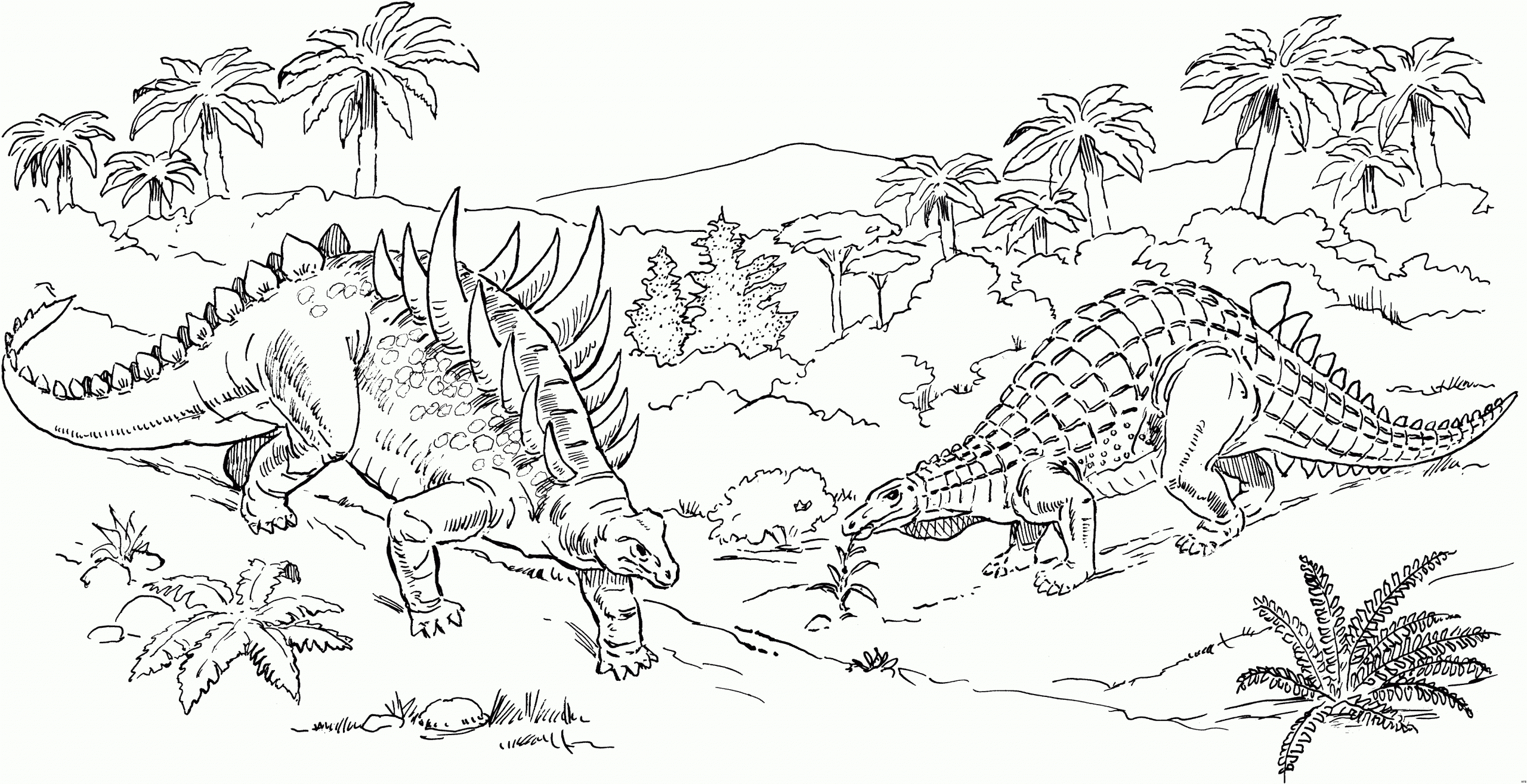 Kaempfende Dinos Ausmalbild &amp; Malvorlage (Tiere) mit Dino Ausmalbild