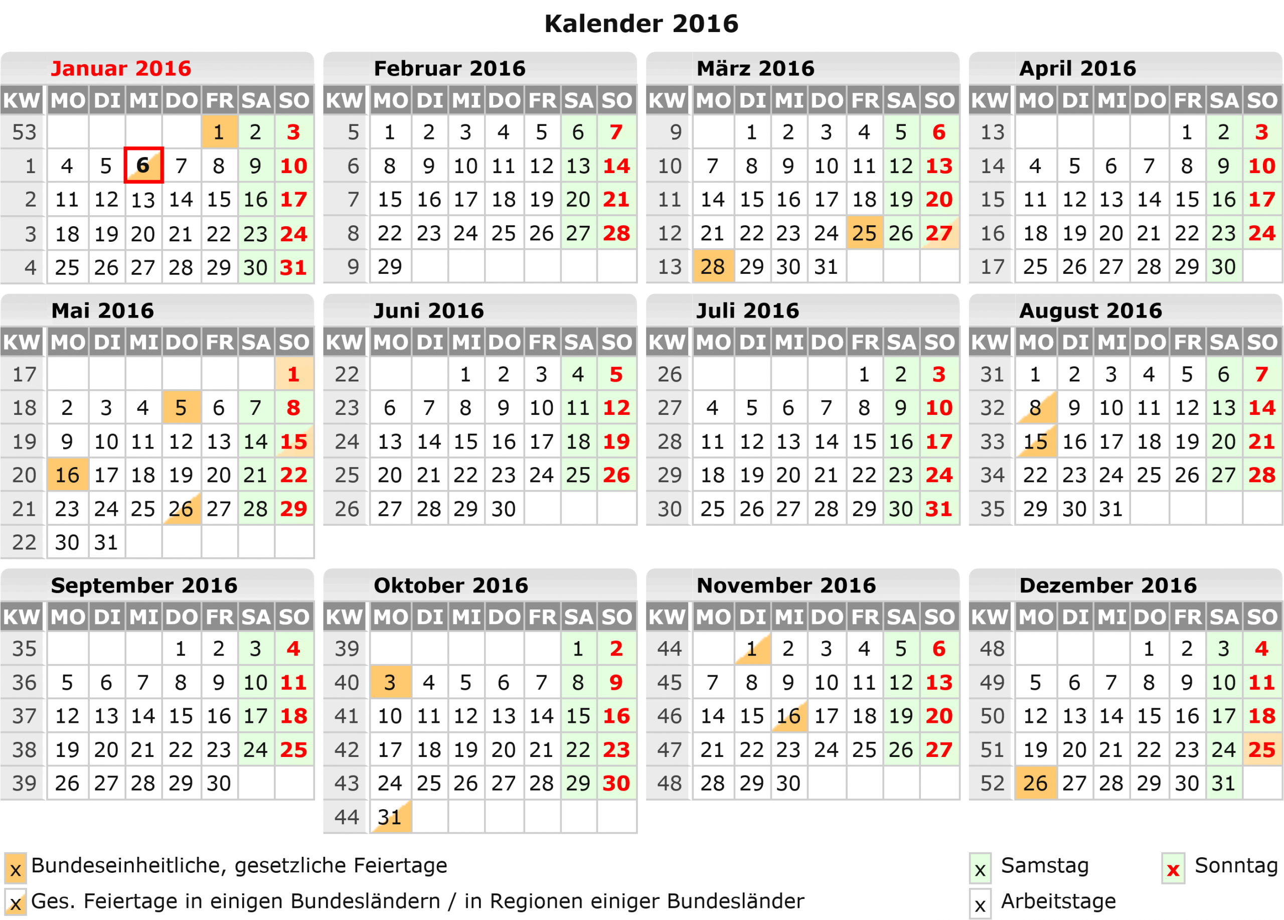 Kalender 2016 Zum Ausdrucken Kostenlos in Kalender 2016 Zum Ausdrucken Kostenlos
