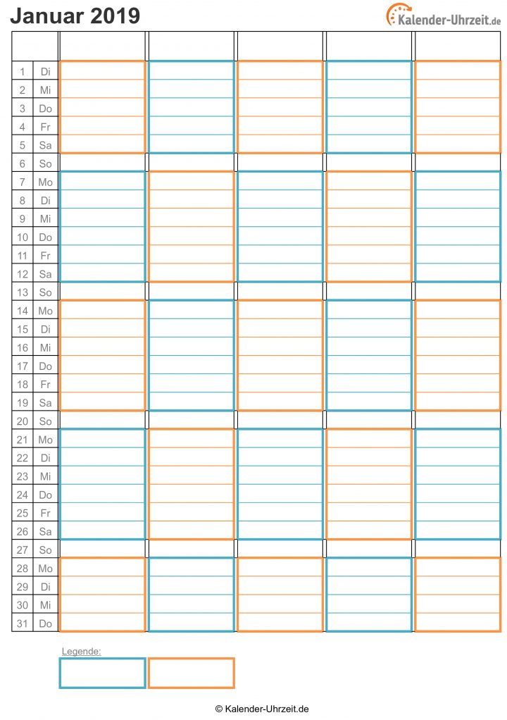 Kalender 2019 Zum Ausdrucken - Kostenlos innen Wochenkalender Zum