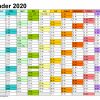 Kalender 2020 Zum Ausdrucken Als Pdf (17 Vorlagen, Kostenlos) in Jahreskalender Zum Ausdrucken