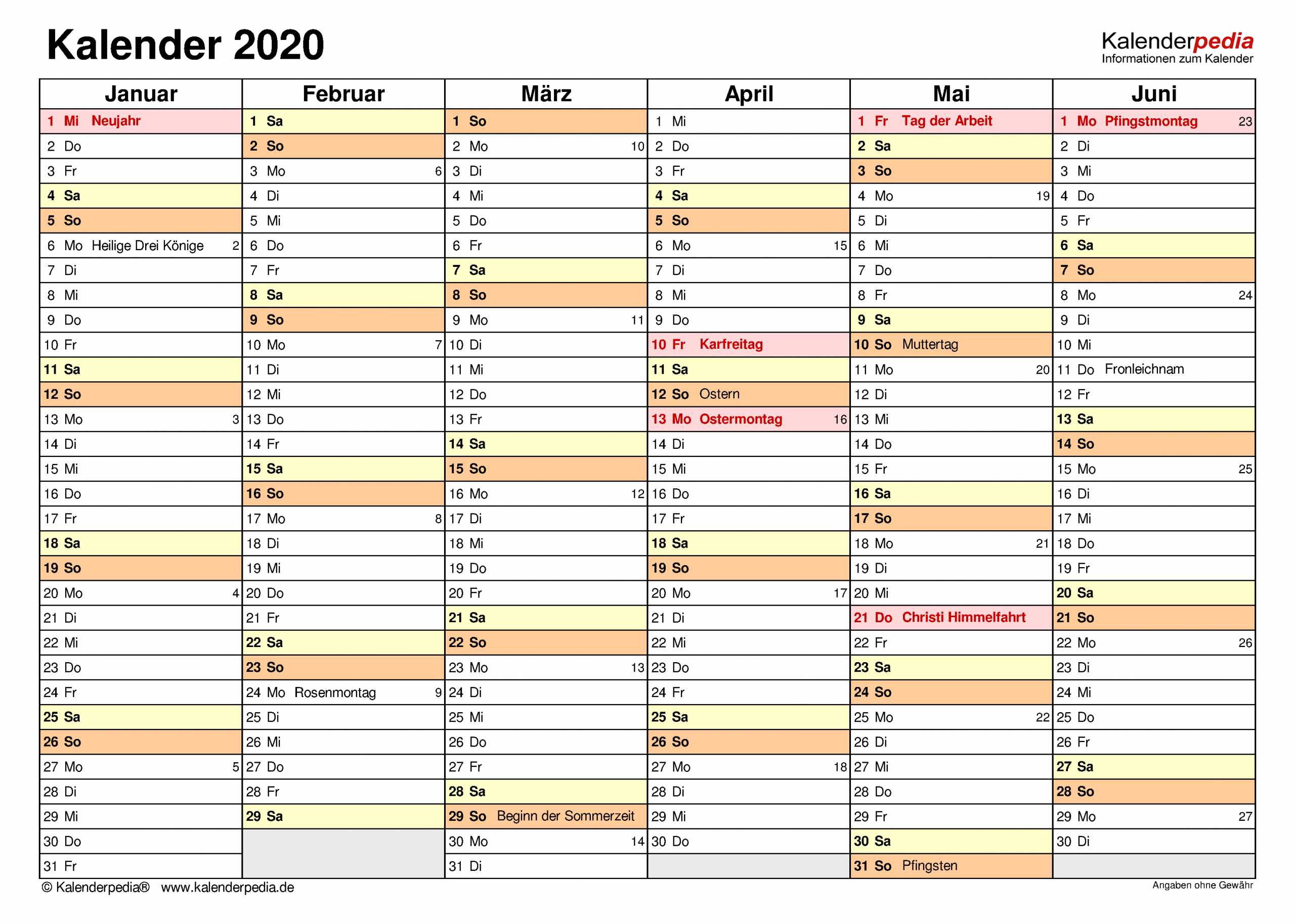 Kalender 2020 Zum Ausdrucken Als Pdf (17 Vorlagen, Kostenlos) über Kalender Für Jedes Jahr