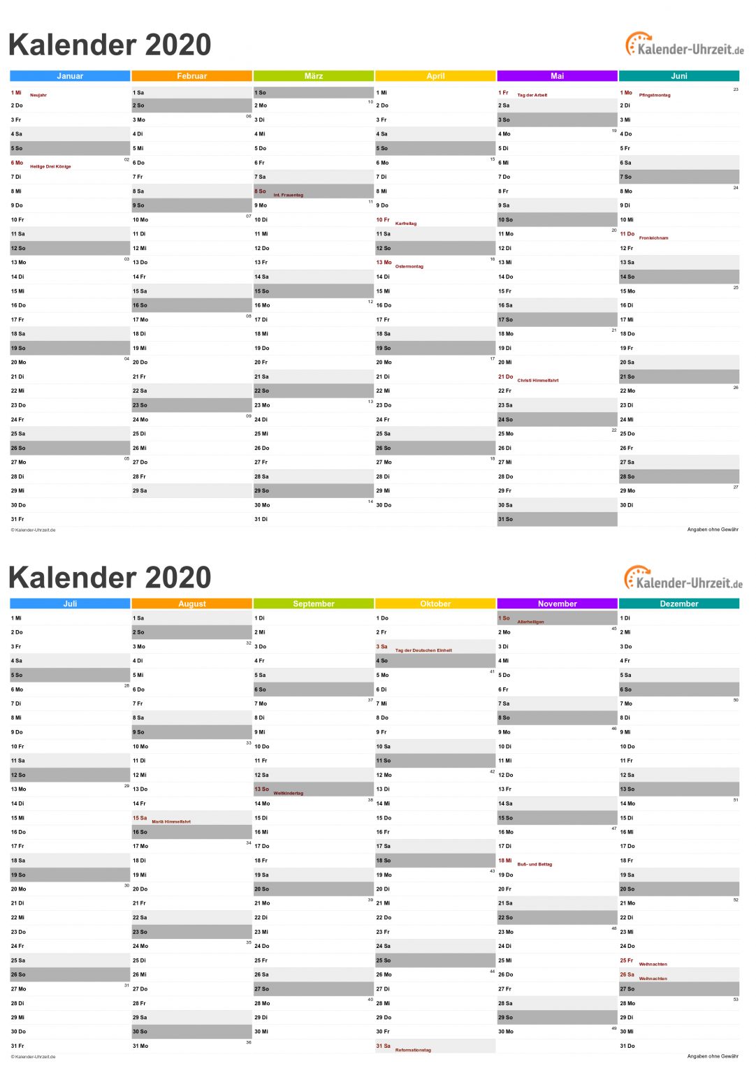 Monatskalender Vorlage - kinderbilder.download | kinderbilder.download