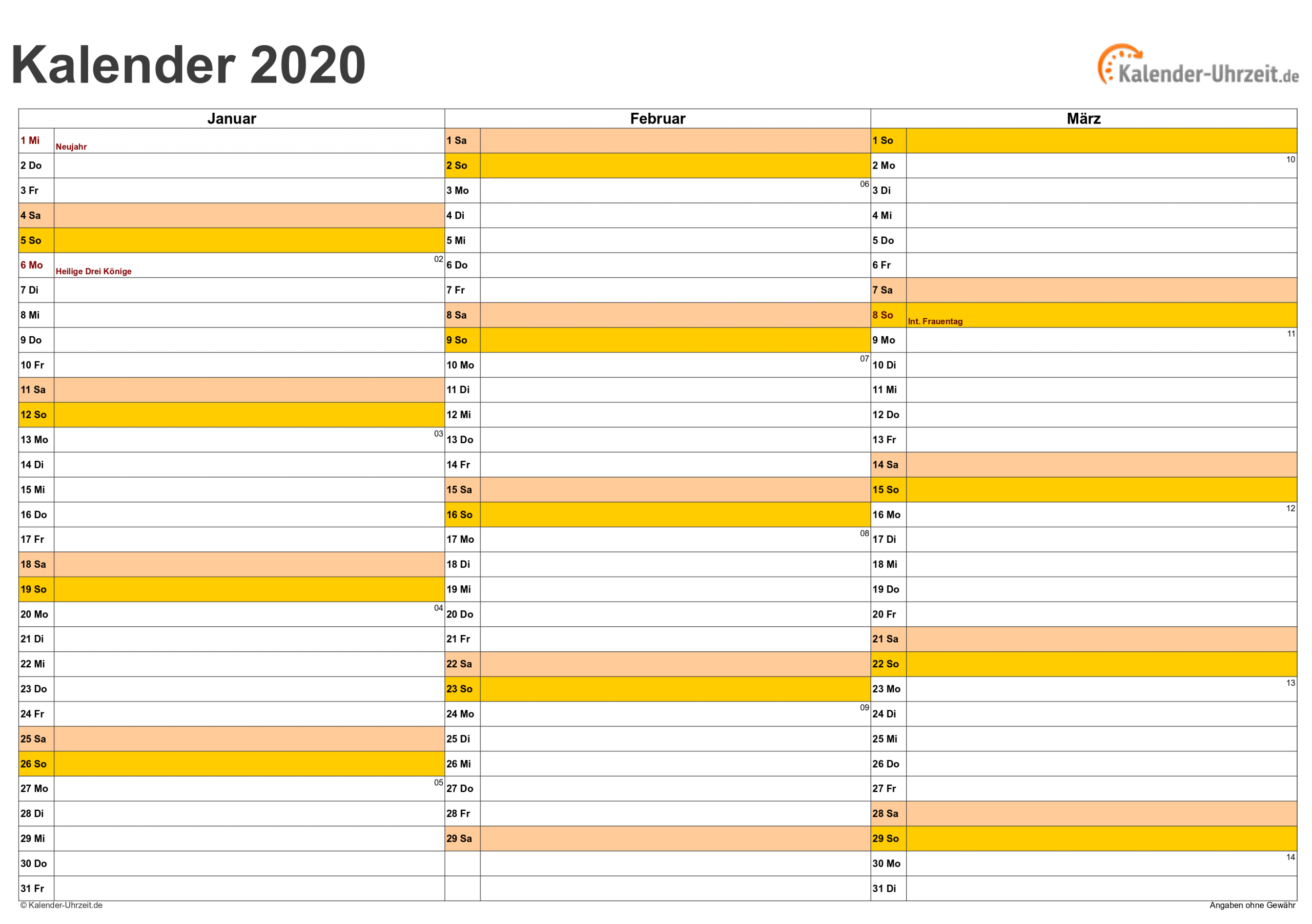 Kalender 2020 Zum Ausdrucken - Kostenlos mit Quartalskalender Zum Ausdrucken