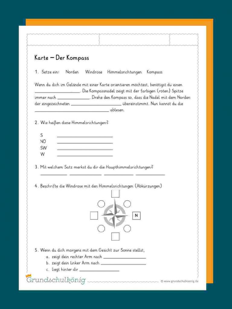 Karte Und Kompass in Himmelsrichtungen Bestimmen Grundschule