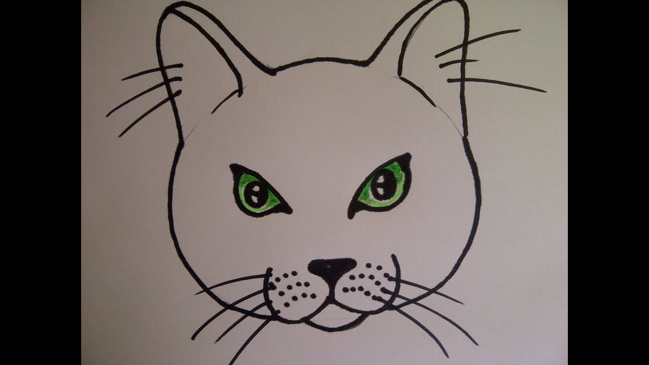 Katzengesicht Zeichnen. Katzenkopf Zeichnen. Katzenauge Zeichnen über Katzengesicht Zeichnen