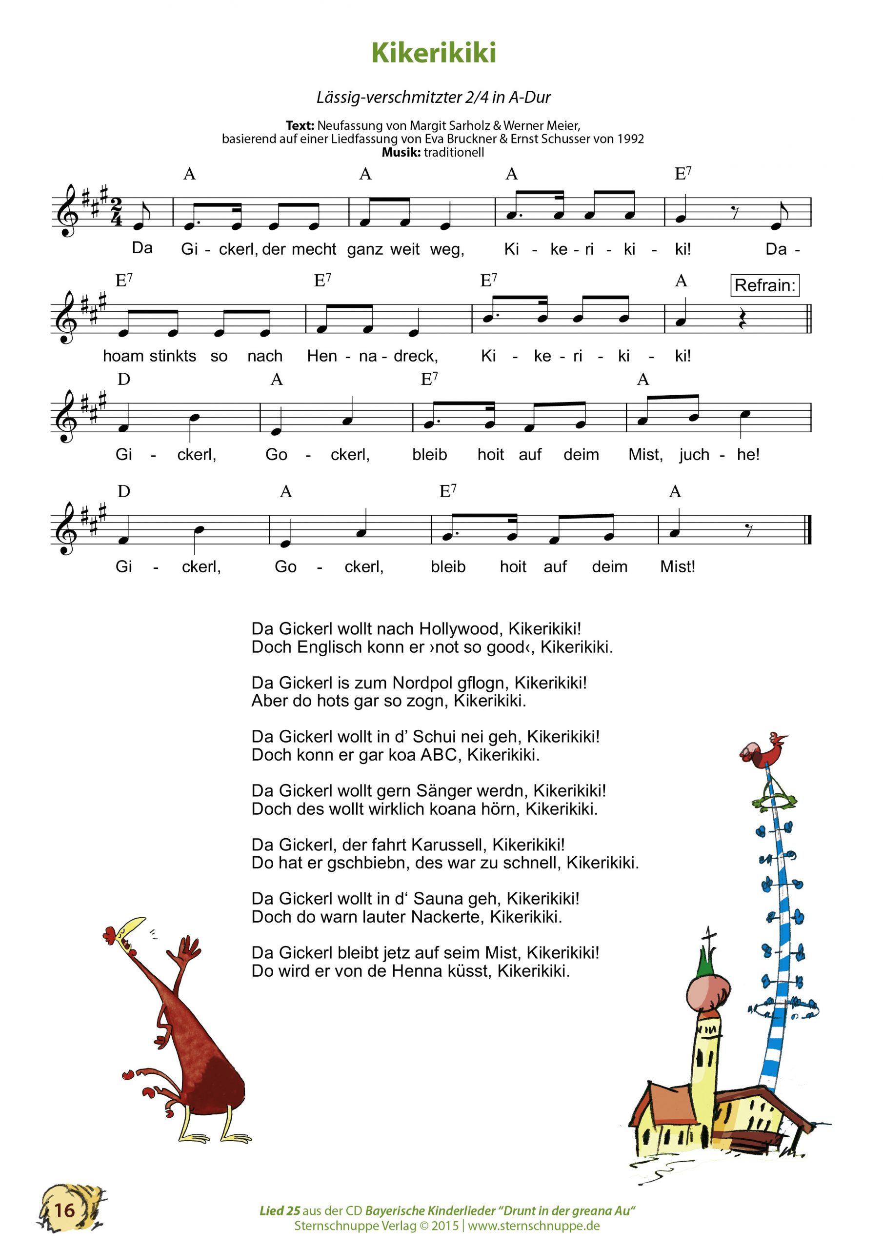 Kikerikiki - Kinderlieder Texte Und Noten ganzes Liedtexte Kinderlieder Kostenlos