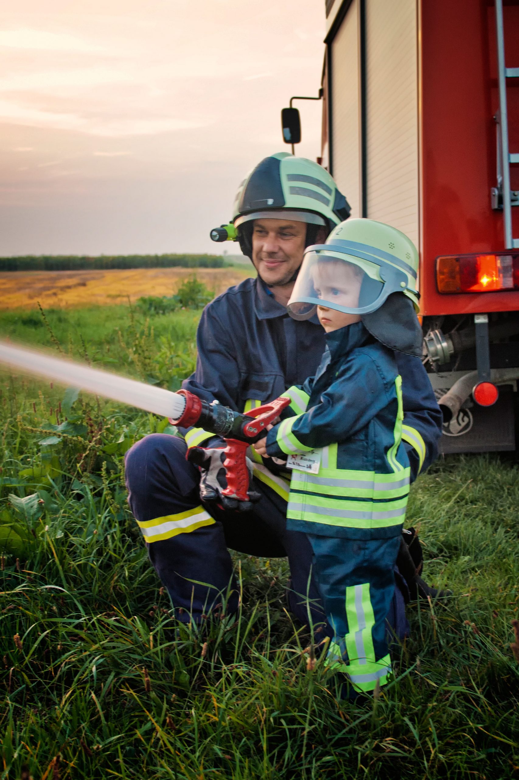 Kinder Feuerwehranzug &amp; Kinder Feuerwehrkostüm für Kinder Feuerwehrkleidung
