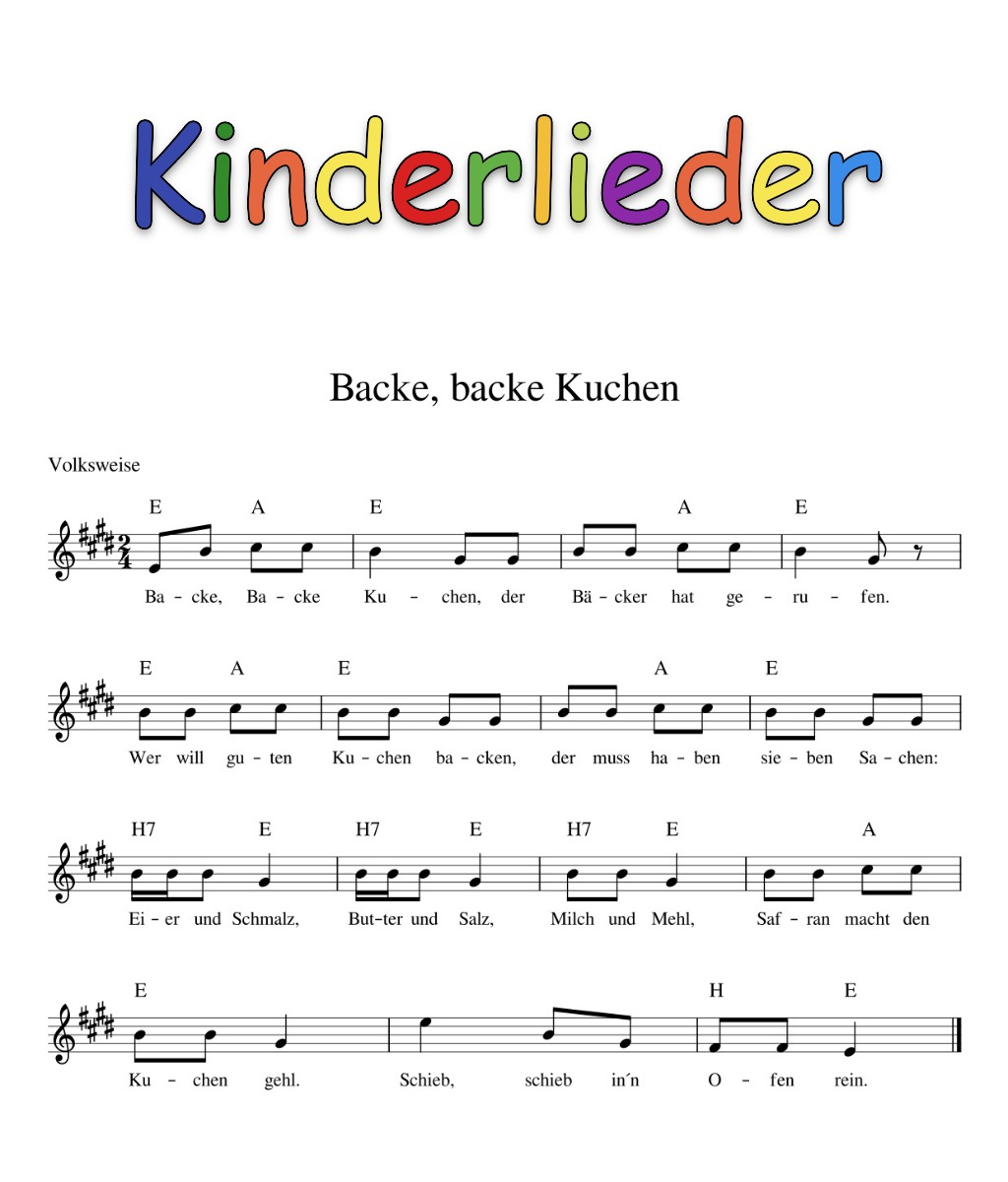 Kinderlieder Mit Noten - Kinderlieder - Noten - Text für Sommerlieder Kindergarten Mit Noten