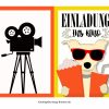 Kino Einladung: Druckvorlage Für Popcorn Karte Und Filmklappe bei Filmklappe Einladung Vorlage Kostenlos